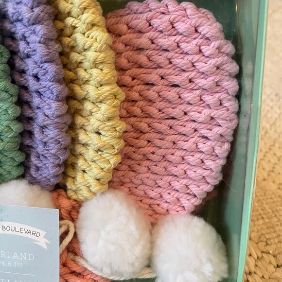 Bunny Boulevard Crochet Easter Egg Garland with Pom Poms 6ft Multicolor New - Picture 4 of 7